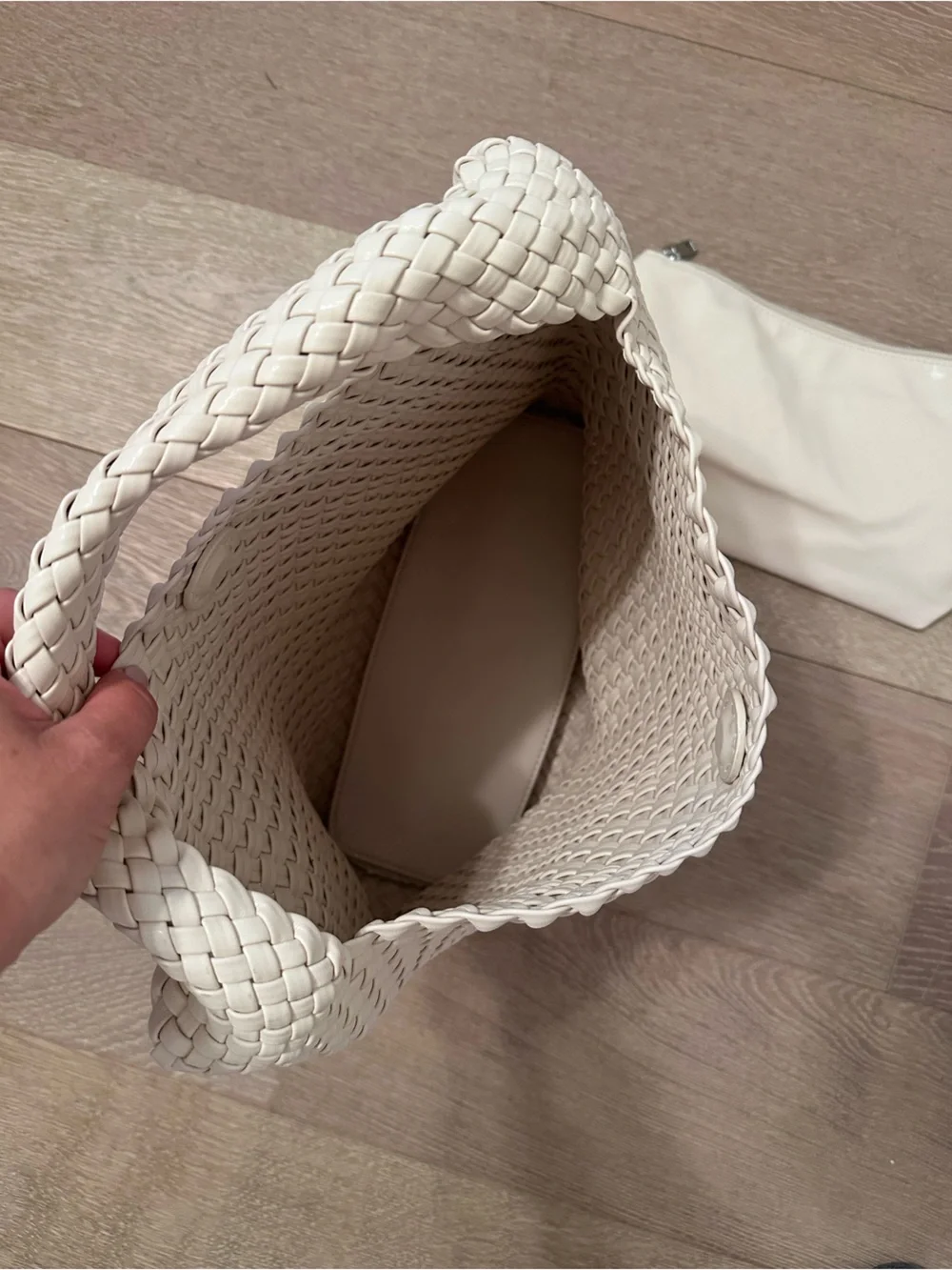 Woven Hobo Shoulder Bag - Cream